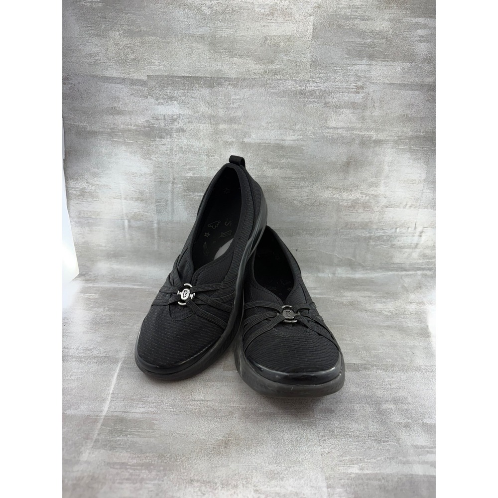 Bzees Niche Women Black Fabric Slip On Comfort Walking Sneakers Size 9M